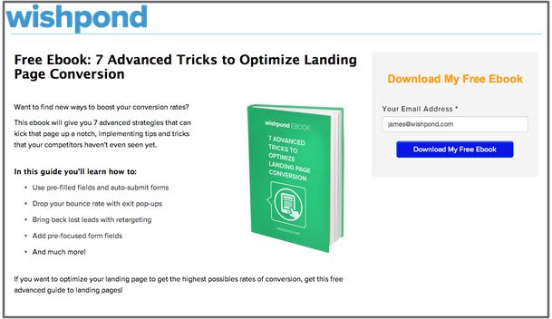 Landing page website popup