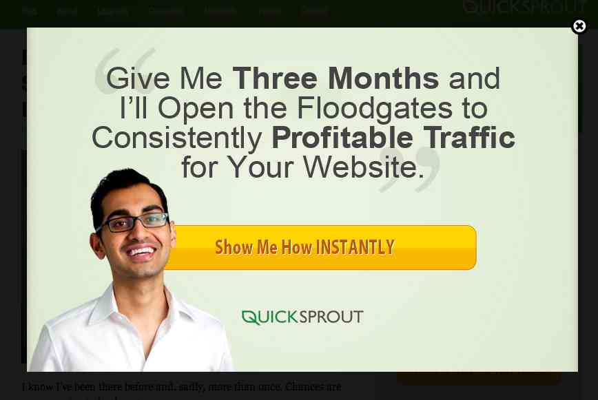 QuickSprout website popup